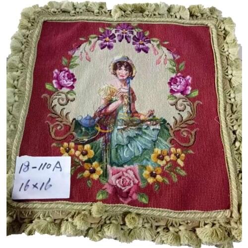 Needlepiont pillows Wool Fancy Hand Woven Wool Varies With Tassels Sofa Decor-1