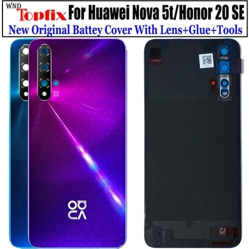 New For Huawei Nova 5t Back Cover Nova5t Battery Cover Door Rear Glass For Honor 20 se Battery Cover Housing Case with Lens