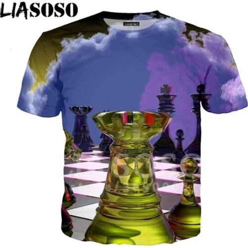 LIASOSO Novelty 3d Printed Graphics T-shirt Chess Chessboard Harajuku Tee Shirt Men Clothing Short Sleeve Oversized T Shirt