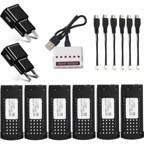 Original 3.7V 1600mAh Lipo Battery With ( 6-in-1 ) Charger For SG106 RC Helicopter Quadcopter Spare Parts 3.7v Drone Battery