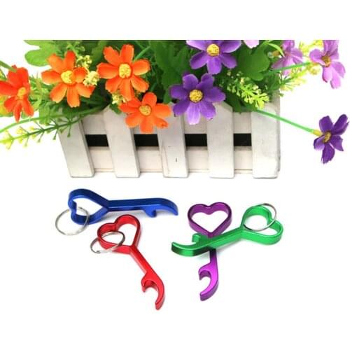Wine Cap Opener Aluminium Alloy Keychain Beer Cap Bottle Opener Heart Shaped Kitchen Bar Tools Accessories