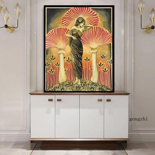 Soma Goddess Poster Pagan Mythology Psychedelic Mushroom Canvas Painting and Prints Wall Art Picture for Living Room Home Decor