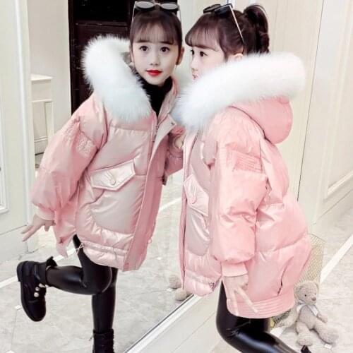 2021 New Winter Children Down Jacket Girl Big Children Thickened Hooded Children Medium Long Down Jacket 4 5 6 7 8 9 10 12 Years