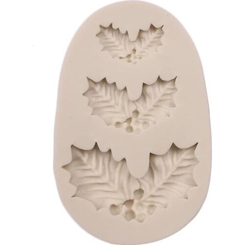 Christmas Holly Leaf Silicone Mold Cake Chocolate Fudge Leaf 3D Mold Baking Cake Fudge Christmas Decoration Tool