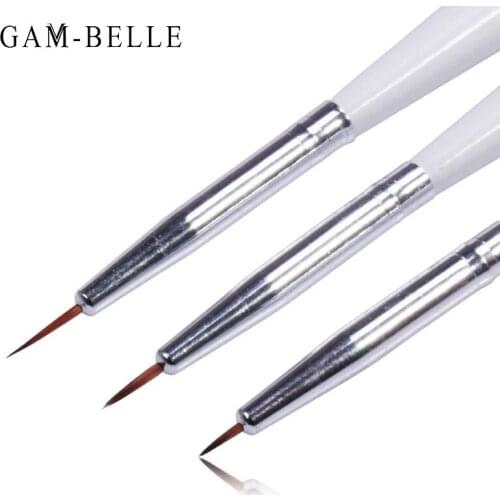 GAM-BELLE 3pcs/lot Nail Brush 3D Tips DIY Acrylic UV Gel Flower Line French Design Drawing Pen Manicure Tools Nail Brushes Kit