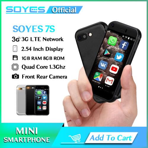 SOYES 7S Mini Android Smart Phone 2.54" High Resolution Quan Core 1GB RAM 8GB ROM Dual SIM 600mAh 5.0MP Pocket Mobile