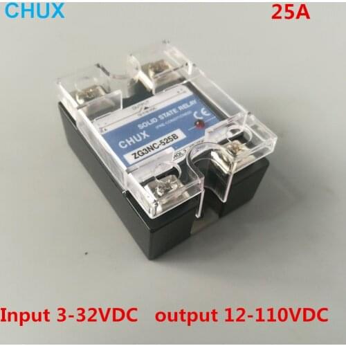 Solid State Relay 25A Low Voltage 12-110VDC Input 3-32VDC DC to DC Single Phase SSR 525B