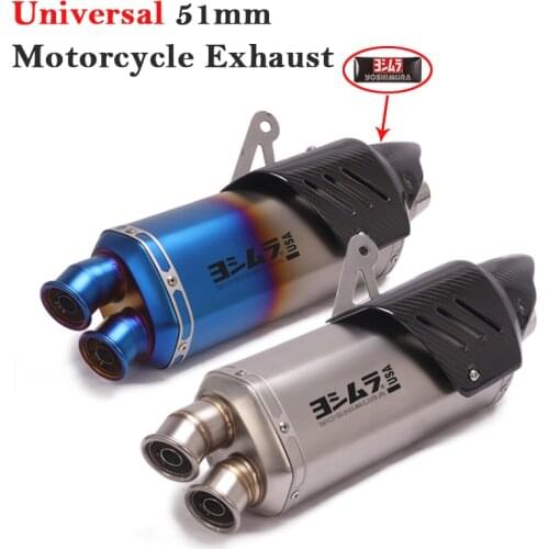 Universal Motorcycle Yoshimura Exhaust Pipe Escape Double Hole Modify Scooter Carbon Fiber Muffler 2 holes DB Killer For z900 r1