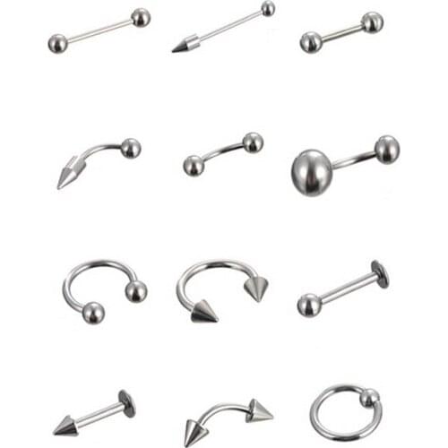 15pcs mix lots body piercing jewelry fashion belly button rings wholesale price tongue ring eyebrow lip labret barbell ring