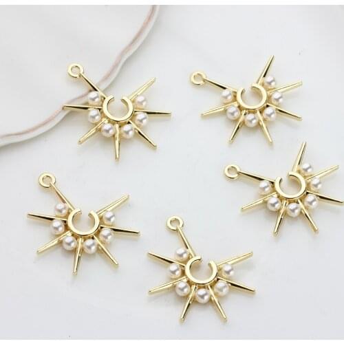 Zinc Alloy Gold Pendant Geometric Exaggerated Sun Flowers Charms 27*30mm 6pcs/lot for DIY Jewelry Earring Making Accessories