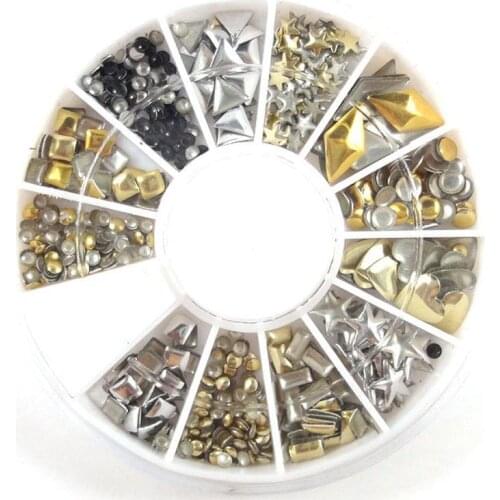 1Box(200Pcs) Mixed Acrylic Rivet For Needlework FlatBack Cabochon Scrapbook Decoration Craft DIY Embellishments Accessories