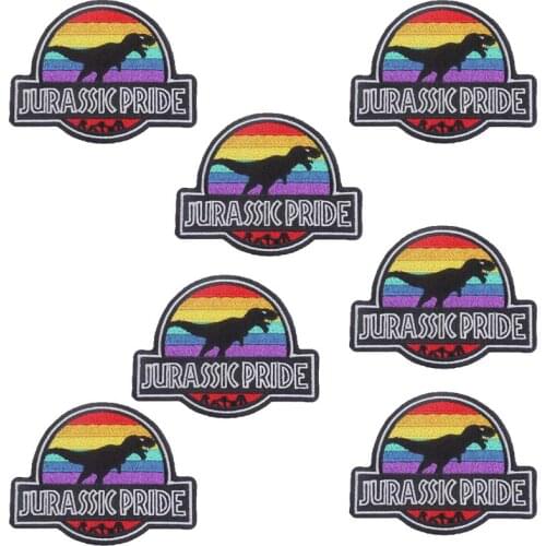 10Pcs/Set Embroidery Jurassic Park Patch For Clothing Dinosaur Stripes Patches Sticker Iron On Patches On Clothes Diy Punk Badge