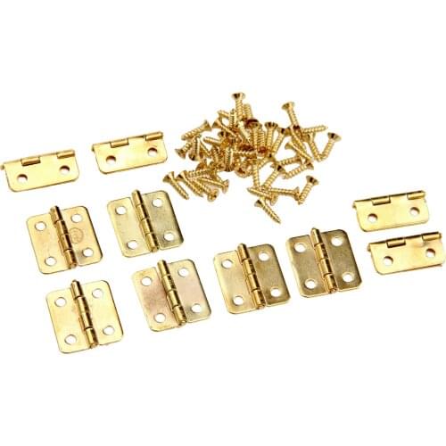 10Pcs Kitchen Cabinet Door Hinges Furniture Accessories 4 Holes Drawer Hinges for Jewelry Boxes Furniture Fittings Gold 18x16mm