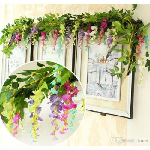 200cm/78.7 "long Silk Flowers Artificial Flower Wisteria Vine Rattan Wisteria Garland For Wedding Home Garden Decoration