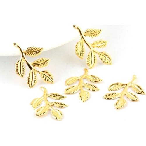 30Pcs Gold Leaves Filigree Wraps Connectors Charm Pendant Metal Crafts Connector for Jewelry Making DIY Accessories