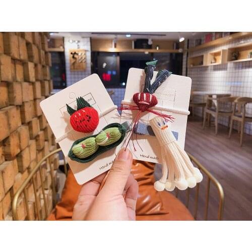 50set/lot 2pcs/set DIY Multi Fabrics Fruits Vegetables Hair Clip Suits Sunflower Hair Band Hair Styling Tools Accessories HA1433