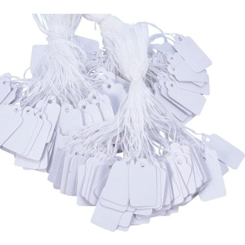 Pandahall 500pcs Price Tags Rectangle White Paper Tags Scallop Head Label Luggage Wedding Note DIY Blank Price Hang Gift Tag