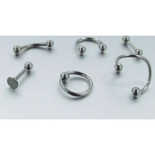 6pcs/set 16G Titanium Anodized Lip Nose Ring Stainless Steel Labret Rings Tragus Helix Ear Captive Piercing Body Jewelry