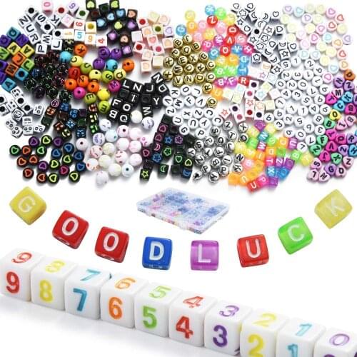 200Pcs Acrylic Letter Beads Alphabet 6mm Square Heart Plastic Crafts Word Bead For Diy Making Charm Bracelet Jewelry Accessories