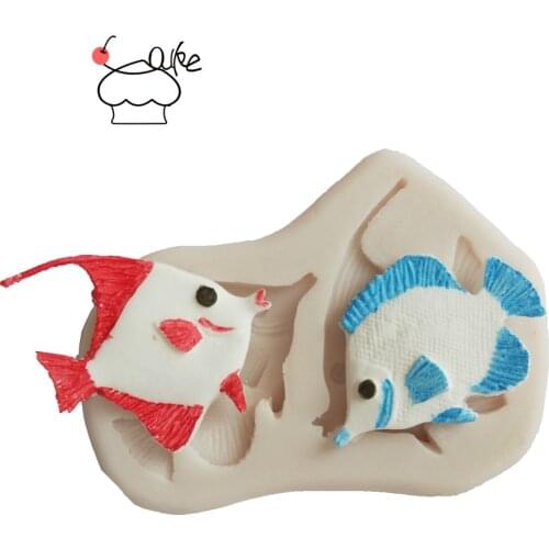 Aouke Tropical fish Decorating Molds Cake Silicone Mold Sugarpaste Candy Chocolate Gumpaste Clay Mould J148