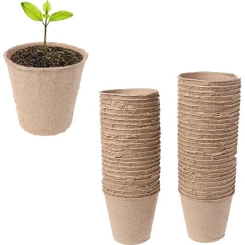 50Pcs 2.4" Paper Pot Plant Starters Seedling Herb Seed Nursery Cup Kit Organic Biodegradable Eco-Friendly Home Cultivation
