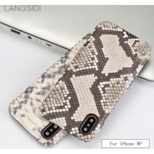 Cases For iPhone 8 Plus case Luxury handmade genuine leather python skin back case