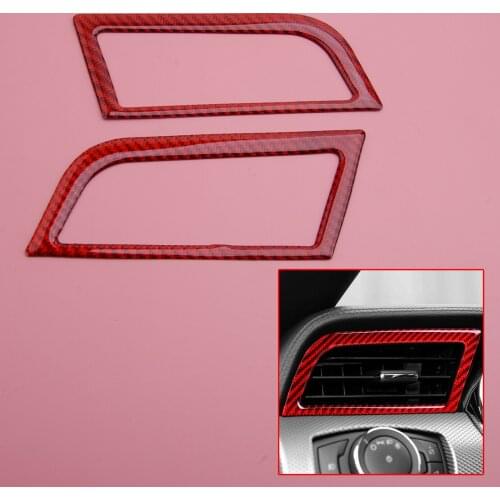 CITALL Red 2 pcs Carbon Fiber Side AC Air Condition Air Vent Outlet Cover Trim Frame Fit for Ford Mustang 2015-2019
