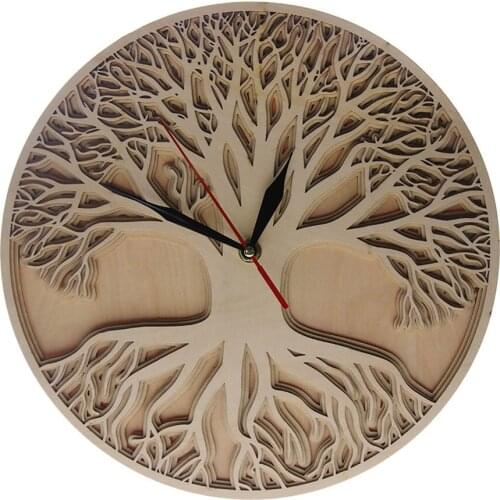 Tree Of Life Wooden Wall Clock Multilayers Eco Friendly Natural Wall Watch Home Decor Artwork Sacred Tree Symbol Rustic Clock