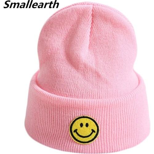 New Autumn Winter Smile Knitted Baby Hat Girls Boys Beanies Cap Crochet Children Hip Hop Hats Fashion Warm Baby Cap Accessories