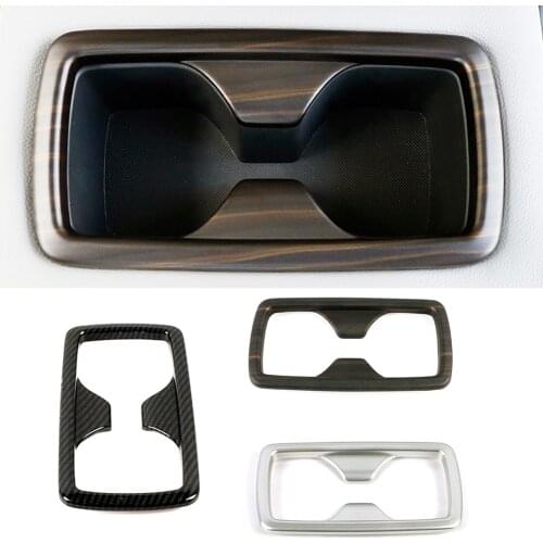 For Toyota Rav 4 Rav4 2019 UP Rear Seat Water Cup Holder Cover Trim Carbon Fiber Printed Peach Wood Color Interior Moulding