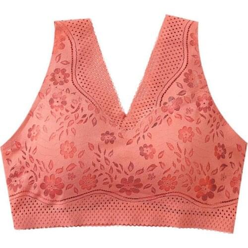 Women Underwear Bra V Neck Solid Color Thin Female Women Push Up Lace Sports Bra