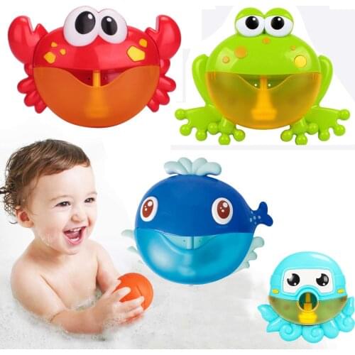 Dropshipping Bubble Machine Crabs Frog Music Kids Bath Toy Bathtub Soap Automatic Bubble Maker Baby Bathroom Toy for Children