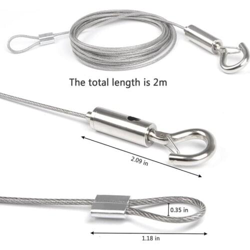 Ceiling Hanging LED Panel Suspension Kit with Hook for Picture ,Lighting Gallery Display - Pack of 2 units ,2M Long