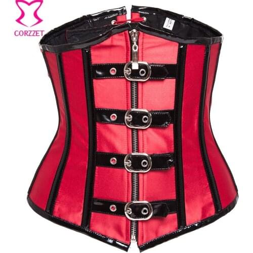 Punk Rock Steel Boned Waist Slimming Corset Underbust Corselet Gothic Espartilhos E Corpetes Women Waist Trainer With Zipper