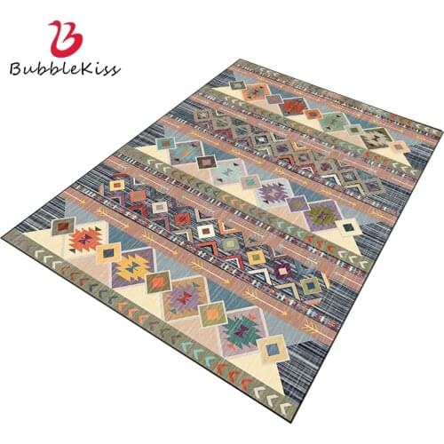 Bubble Kiss Ethnic Style Carpets For Living Room Persian Home Geometry Pattern Rug Retro Bedroom Floor Mats Anti Slip Foot Pad