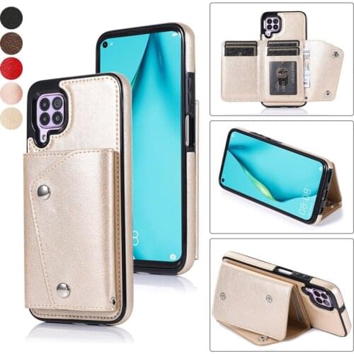 Double Buckle Leather Flip Case for Huawei P30 Pro Mate 40 Mate 30 Mate 20 Magnetic Matte Wallet Stand Card Slot Capa Etui Coque
