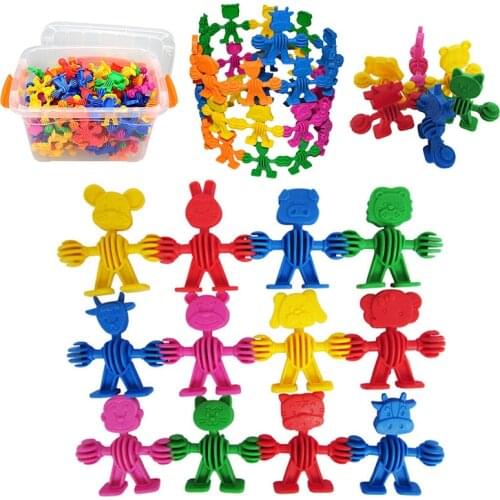 Montessori Rainbow Animal Assembled Building Blocks Educational Toys DIY Soft Rainbow Building Blocks Educational Toys For Kids