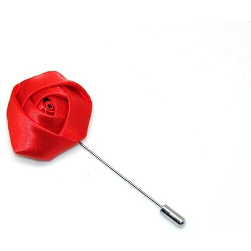 Mens Brooch Simple Style Brooch Pin Silk Rose Flowers Corsage Bridegroom Long Stick Pin Wedding Prom Decoration Party Supplies