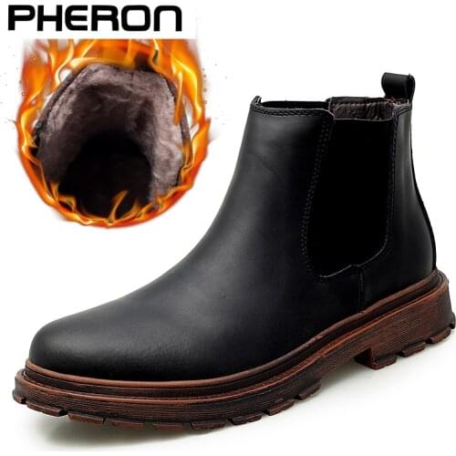 High Quality Winter Boots Men Cow Suede Ankle Boots Handmade Outdoor Working Boots Vintage Style Warm Chelsea Boots for Men