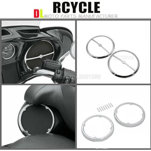 Chrome widow President Grills Cover+ 1 Pair Speaker Trim For Harley Touring Electra Glide motorcycle High Street - speaker boxes