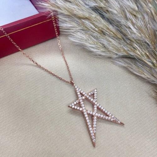 NEW Trendy 925 Silver Necklace Turkish Jewelry Birthday Gift Star Fashion Necklace For Women Minimalist Style Luxury Designer