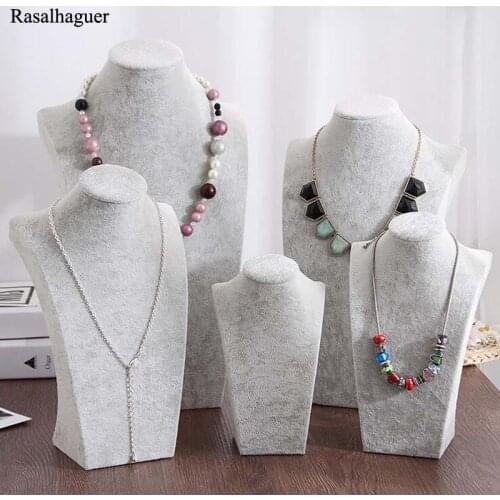 New Arrival Ice Grey Velvet Jewelry Model Rack Shelf Necklace Pendant Display Jewelry Display Necklace Frame Portrait Props
