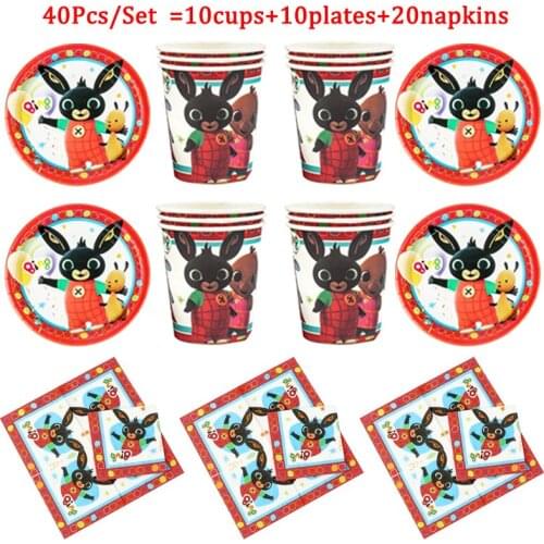 Kids Birthday Party Decorations Baby Shower Red Rabbit Theme Party Supplies Paper Plates Cups Napkin Rabbit Disposable Tableware