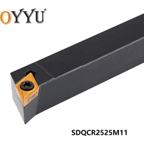 OYYU SDQCR SDQCR2525M11 25mm External Turning Tool Holder Lathe Cnc Boring Bar DCMT Carbide Insert DCMT11T304 Cutter Machine
