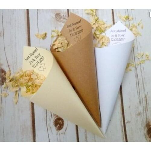 Personalized Just married Wedding rice confetti cones, customize wedding confetti toss birthday pocorn candy cones