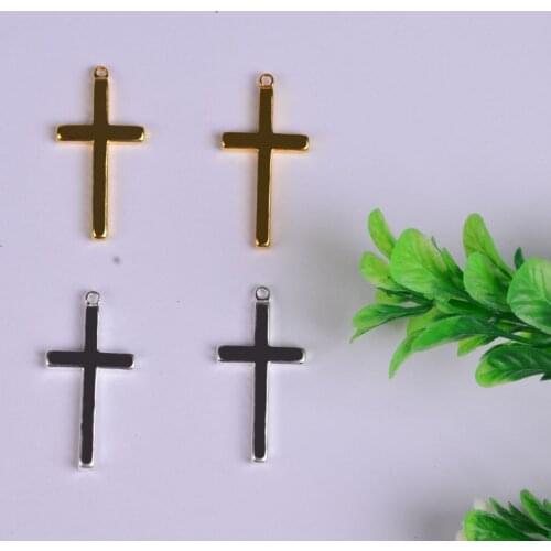 50pcs/lot Gold/ Silver color Simple Cross Charms Pendants Jewelry Making DIY Charm Crafts Handmade wholesale