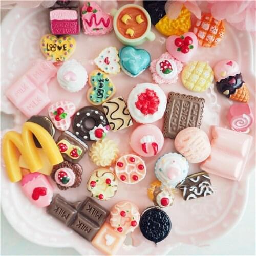 20Pcs/Lot Resin Charms Sugar Cake Desert Polymer Clay Filling Toy For Children Charms Modeling Clay DIY Accessory For Kids