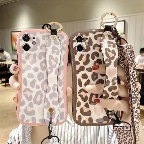 Wrist Strap Transparent Phone Case for Iphone 12 Case for Iphone 11Pro Max XR XS X 12 Pro Fluorescent Color Soft Back Cover