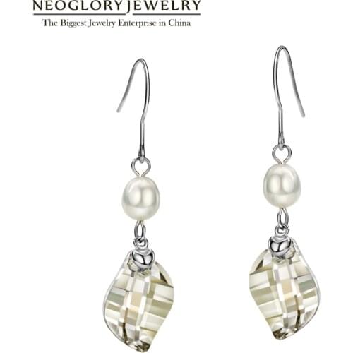 Neoglory Crystal Drop Fresh Water Pearl Earrings Jewelry For Women 2020 New Charm Birthday Gift