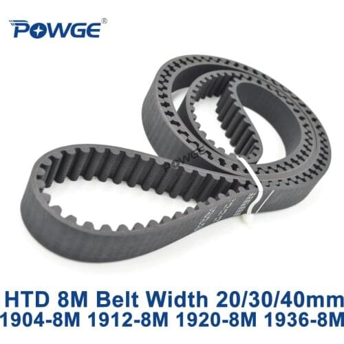 POWGE HTD 8M synchronous Timing belt C=1904/1912/1920/1936 width 20/30/40mm Teeth 238 239 240 242 HTD8M 1904-8M 1912-8M 1936-8M